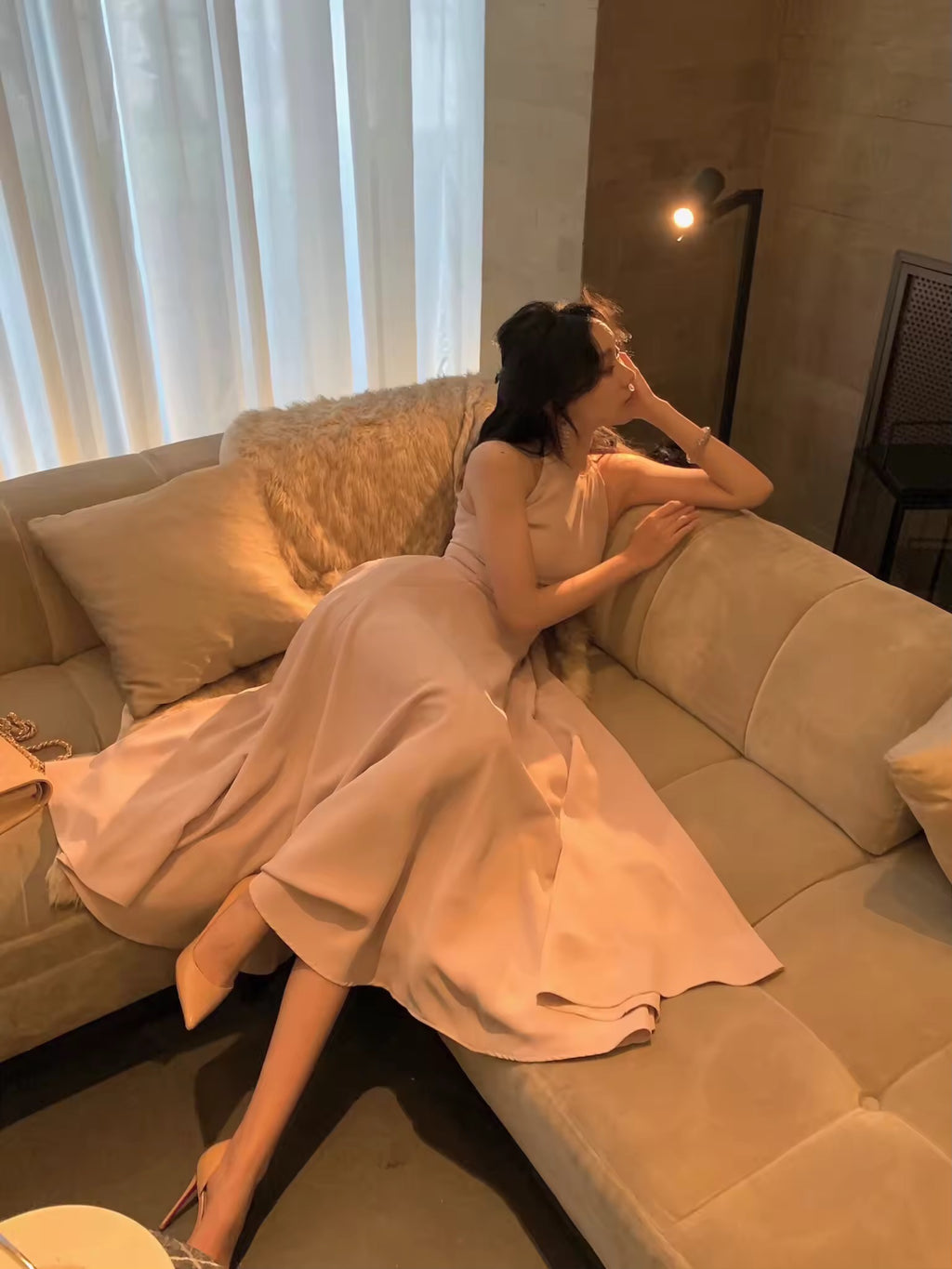 High neck midi dress