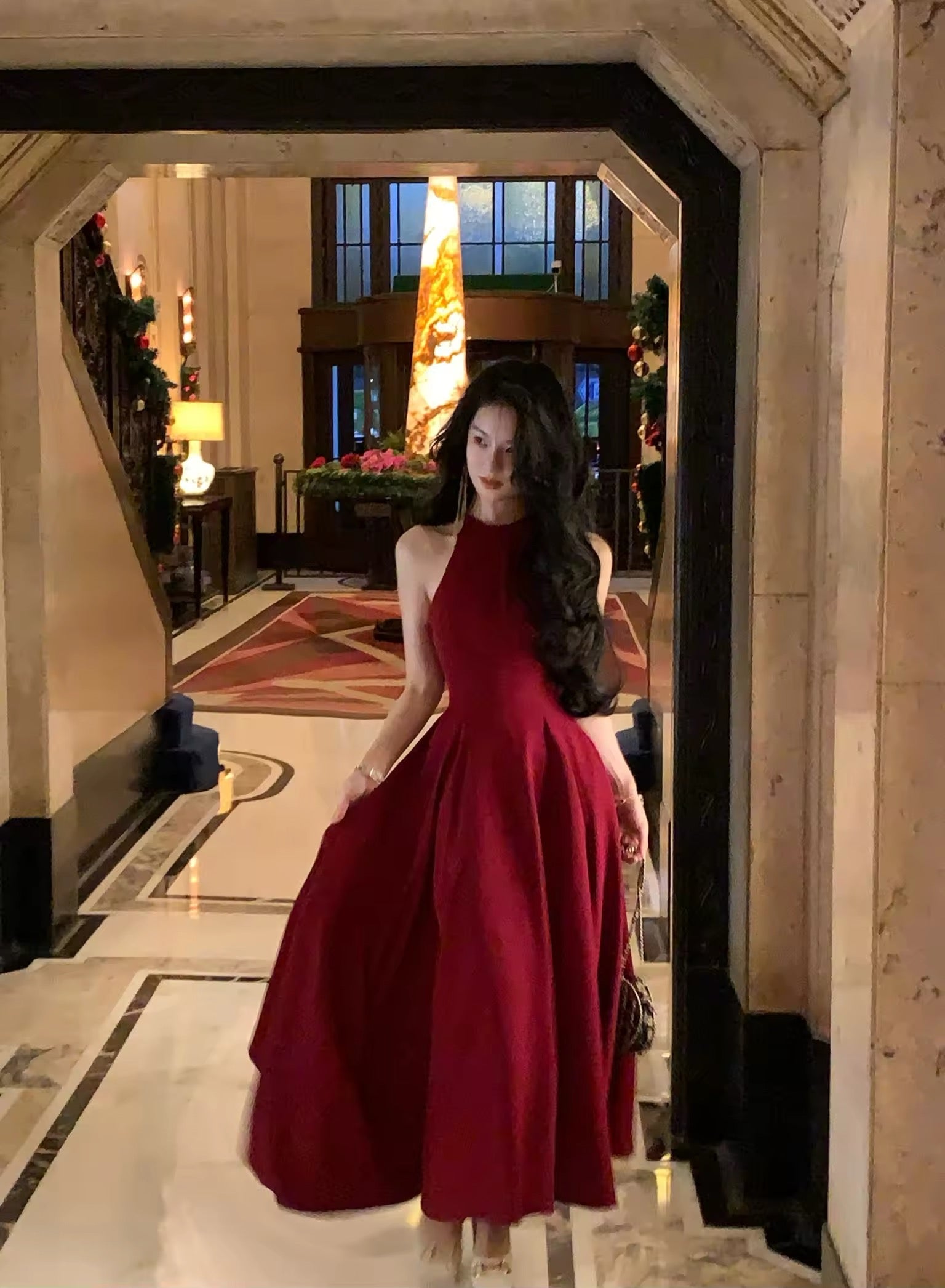 High neck midi dress