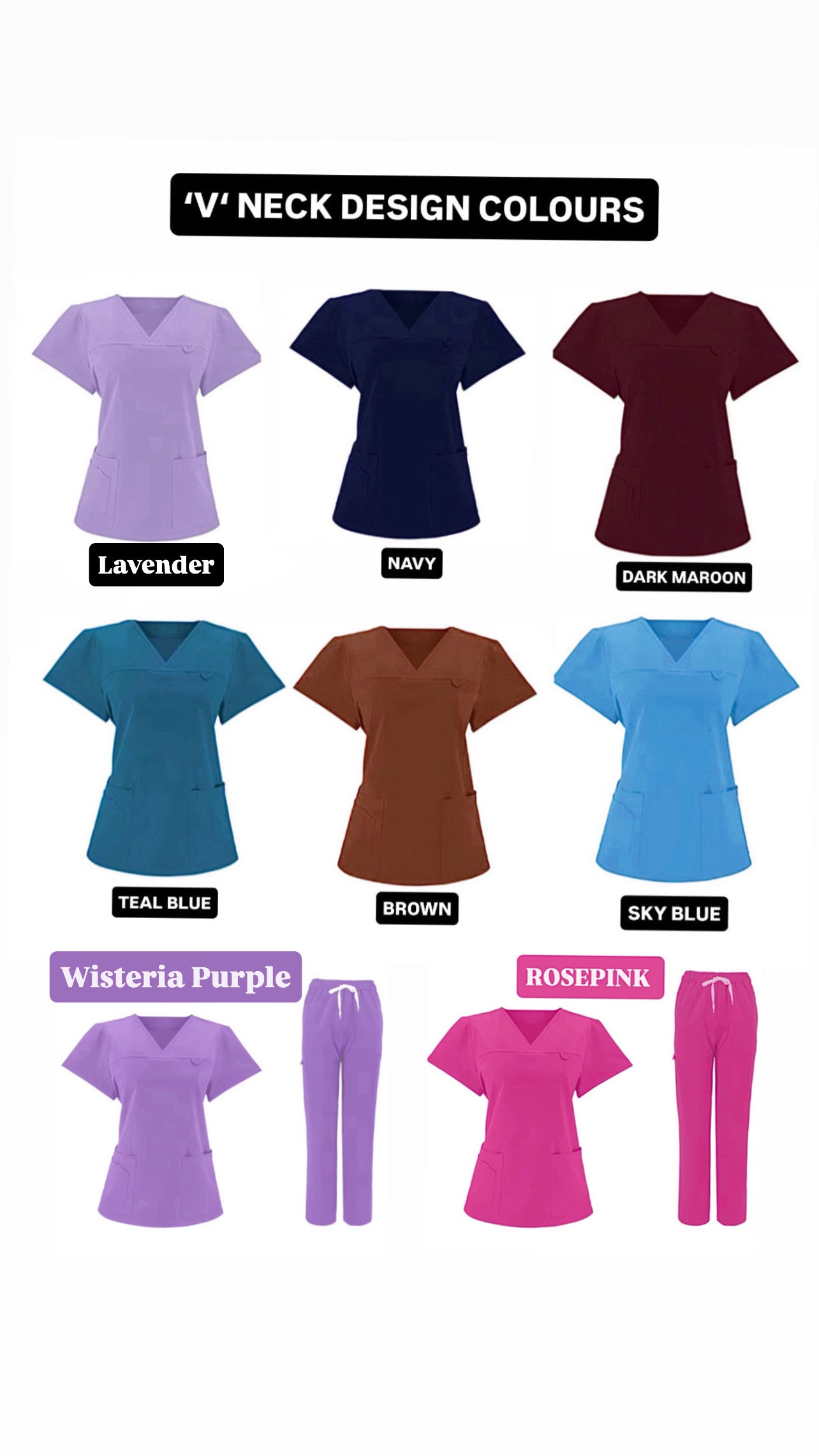 ‘V’ Neck Design Scrub sets(factory size)